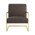 thumbnail image 3 of Finn Tan/Gold PU Leather Accent Chair - Square Arm, Stainless Steel Frame, 3 of 10