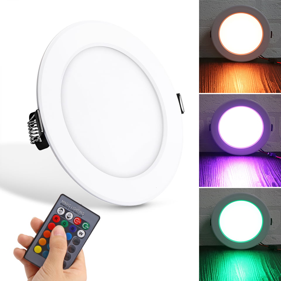 10 Pack LED Ceiling Lights Recessed Panel Light Dimmable Downlight 10W Color Changing RGB 4.25 inch for Hallway Bathroom Bedroom Kitchen Stage Office Dining Show Room 