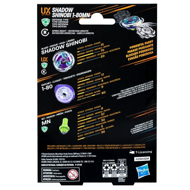 Beyblade X Shadow Shinobi 1-80MN UX Starter Set with Top
