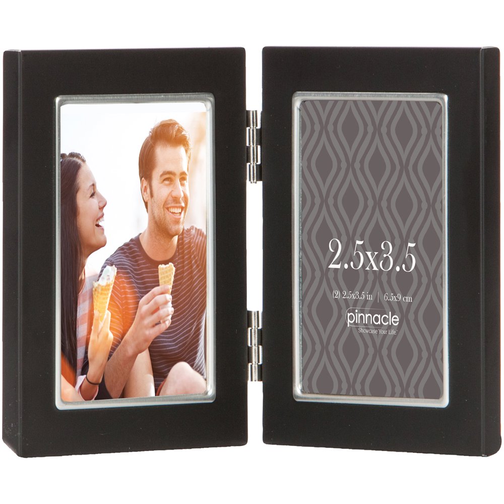 Pinnacle Double Picture Frame 2.5"x3.5"Black/Silver
