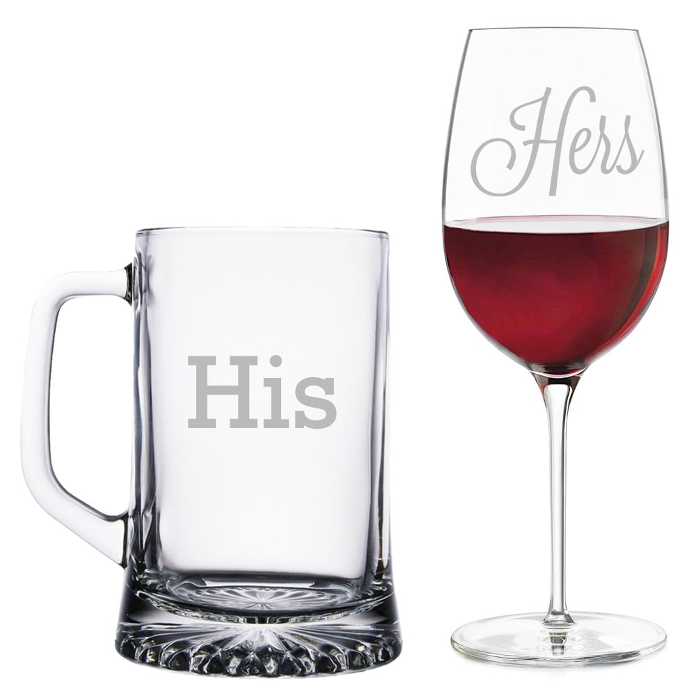 His Beer Mug and Hers Wine Glass Set