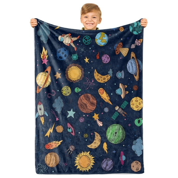 Space Astronaut Throw Blanket Soft Plush Flannel Blanket for Baby Girls Boys Space Themed Bedroom Decor Blankets for Couch, Sofa 40"x50"