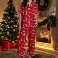 thumbnail image 2 of Womens Christmas Pajamas Set Satin Loungewear Short Sleeve Button Down Shirts Casual Pants Two Piece Outfits Cozy Sleepwear Nightwear Red XXL, 2 of 6