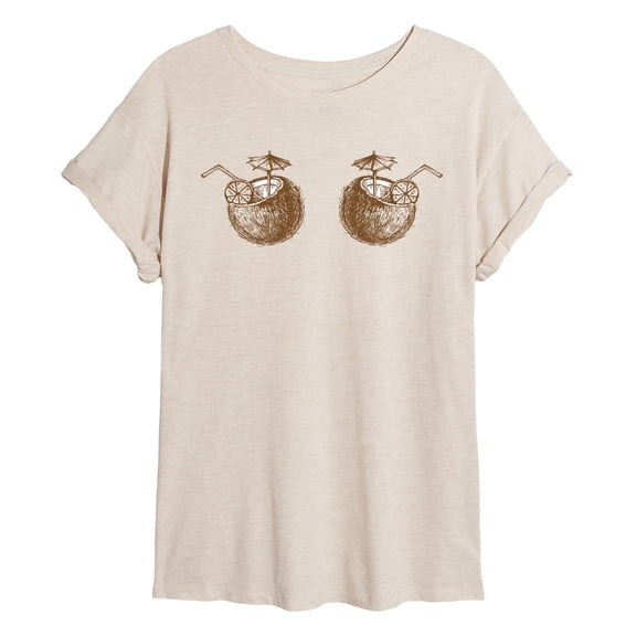 Instant Message - Coconut Drinks Oversized Graphic T-Shirt