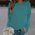 thumbnail image 4 of qucoqpe Womens Casual Long Sleeve Sweatshirt Crew Neck Cute Pullover Solid Color Loose Fit Tops, 4 of 5
