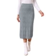 thumbnail image 1 of Faldas de lápiz de punto para mujer INSPIRE CHIC, elásticas, de cintura alta, ajustadas y casuales, falda midi de suéter S gris, 1 of 6