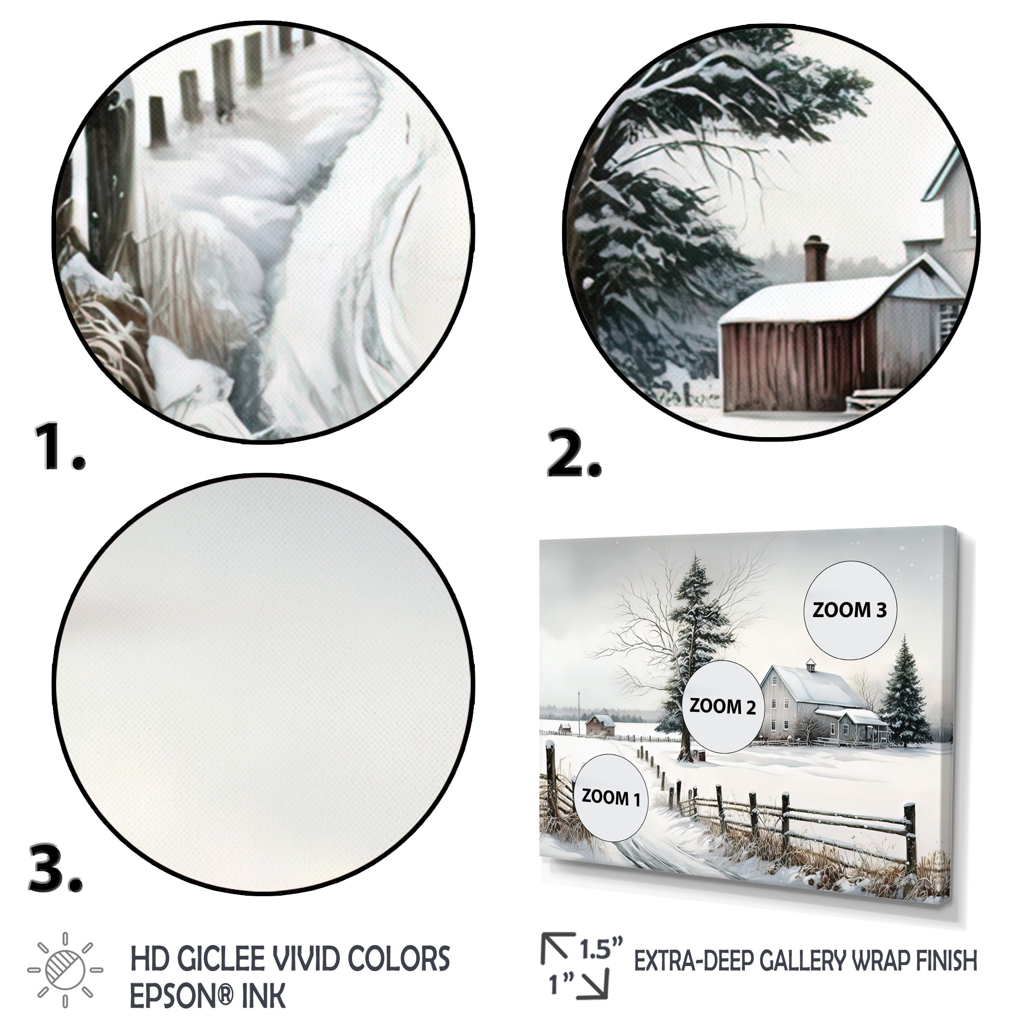 Designart Nebraska Farm In Winter Canvas Wall Art