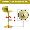 thumbnail image 3 of Velvet Swivel Bar Stools Set of 2 High Back Adjustable Bar Chairs with Golden Footrest for Kitchen Counter Square Island, Olive Drab, 3 of 5