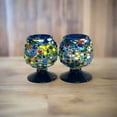 thumbnail image 2 of Confetti Rock Shot Glass | Blue Rim Cognac Style (1Piece), 2 of 5