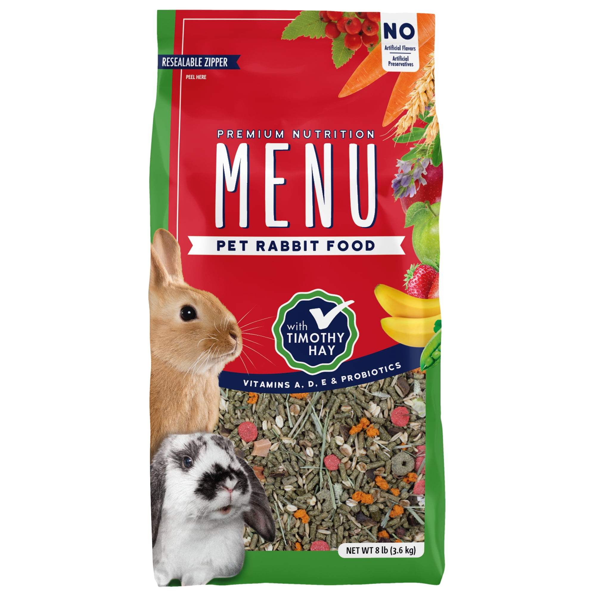 Menu Premium Rabbit Food - Timothy Hay Pellets Blend - Vitamin and Mineral Fortified, 8 lb