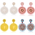thumbnail image 4 of Pendientes de perlas de joyería, pendientes vintage, pendientes geométricos redondos, pendientes, 4 of 6