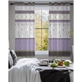 thumbnail image 3 of Purple Geometric Sheer Curtains 54 Inch Length 2 Panels Set for Living Room/Bedroom, Stripes Boho Spring Flowers Country Rural Kitchen Curtains Grommet Semi-Sheer Curtains Window Treatments 42"x54"x2, 3 of 7
