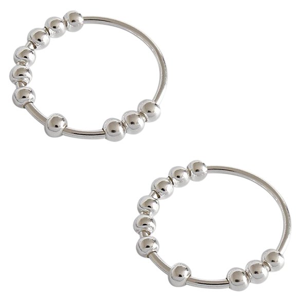 Guodhu Silver Beaded Spinner Ring for Women & Men – Unisex Anxiety Relief Fidget Jewelry | Silver Minimalist Design for Daily Calm & Stylish Comfort