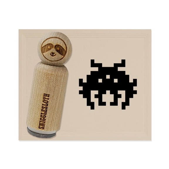Retro Invaders from Space Bug Alien Rubber Stamp for Scrapbooking Crafting Stamping - Small 3/4 Inch