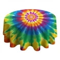 thumbnail image 4 of Colorful Rainbow Tie Dye Spiral Pattern Round Tablecloth 60"x60",Wrinkle Wipeable Table Cloth for Kitchen Dining Room Picnic Patio Party, 4 of 6