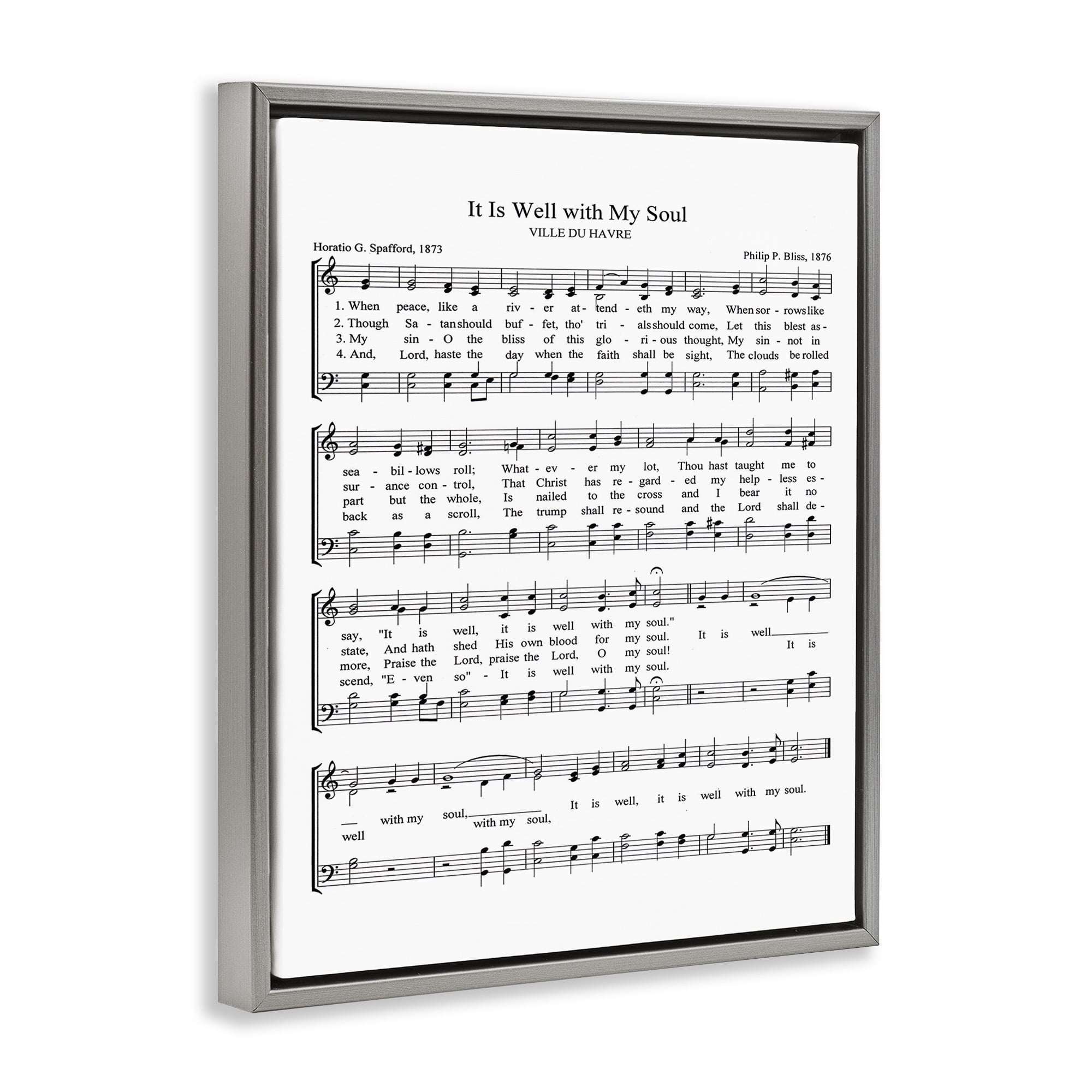 Stupell Industries Well With My Soul Sheet Music Beauty & Fashion Painting Gray Floater Framed Canvas Art Print Wall Art, 25 x 31