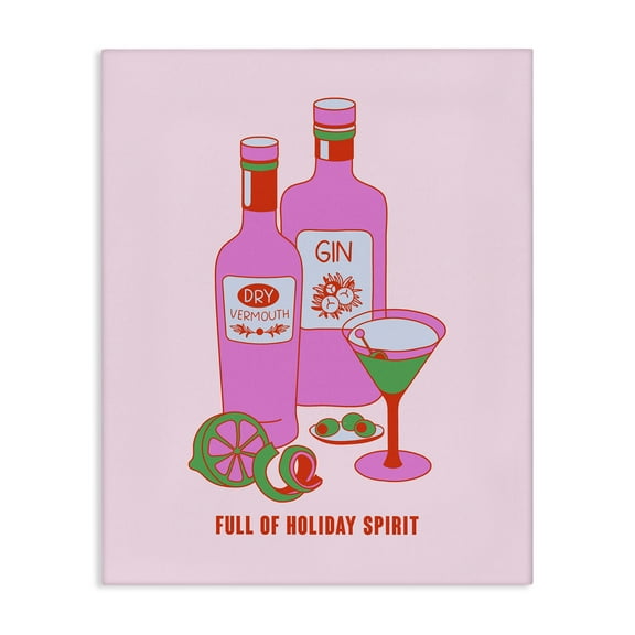 Stupell Industries Funny Holiday Spirit Drinks Food & Beverage Painting Wrapped Canvas Art Print Wall Art, 16 x 20