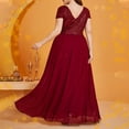 thumbnail image 7 of Chiffon Evening Gowns for Women Formal Plus Size Ruffle Sparkly Sequin Dresses Wedding Guest Prom Maxi Dress Wine, 3XL, 7 of 7