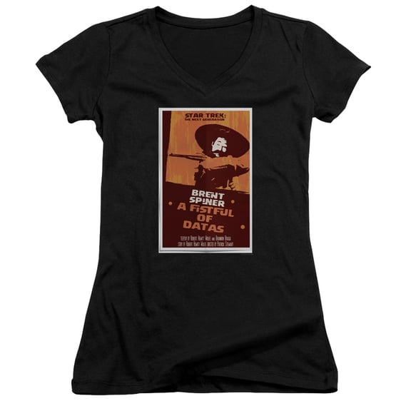 Star Trek Tng Season 6 Episode 8 Junior Women's V-Neck T-Shirt Black