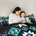 thumbnail image 5 of Manfei bohemian Geometric Print Bedding Comforter Set,Boho Theme Twin Comforter Sets,Black White Cyan Bedding Set For Adult,Breathable Home Decor Reversible,2pcs, 5 of 8
