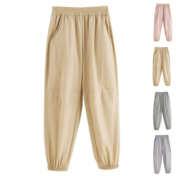 Einccm Kids Pants, Summer Quick Dry Mesh Breathable Joggers, High Waisted Loose Fit Lightweight Anti-Bug Trousers with Pockets, Casual Sun Protection Outdoor Activewear for 5-16 Years