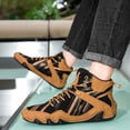 thumbnail image 2 of XIMIN Men's Wrestling Shoes - Barefoot Zero Drop High Top Boxing Footwear for Taekwondo Karate Martial Arts Weightlifting Fitness Training (Brown, 11), 2 of 9