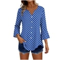 thumbnail image 2 of Kezqiaxn Blouses for Women Dressy Casual 3/4 Sleeve Loose Button Down Shirts V-Neck Summer Tops Fashion Clothing, 2 of 7