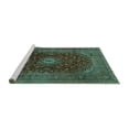 thumbnail image 2 of Ahgly Company Machine Washable Indoor Square Medallion Turquoise Blue Traditional Area Rugs, 5' Square, 2 of 4