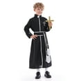 thumbnail image 3 of RTKFRFLM Kids Priest Clergy Robe Cassock Outfit for Halloween & Stage Black 5-7 Years, 3 of 4