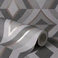 thumbnail image 3 of Fine Decor Shard Charcoal Geometric Unpasted Paper Wallpaper, 20.5-in by 33-ft, 56.4 sq. ft., 3 of 5