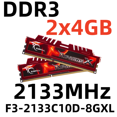 thumbnail image 1 of G.SKILL RipjawsX DDR3 2133MHz 8GB RAM Desktop Memory DIMM for PC,2x4GB,F3-2133C10D-8GXL, 1 of 4