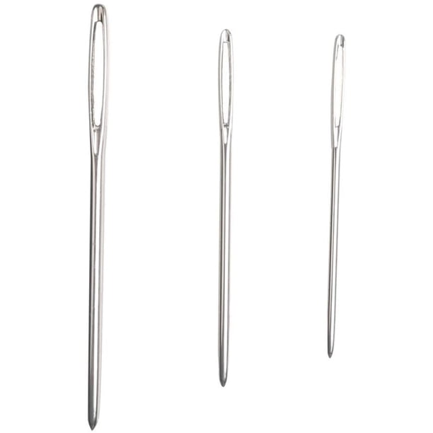 Lot De 20 Aiguilles à Tricoter à Gros Chas Ronds Argentés Pour Couture, Broderie, 52 Mm De Long - Taille 20