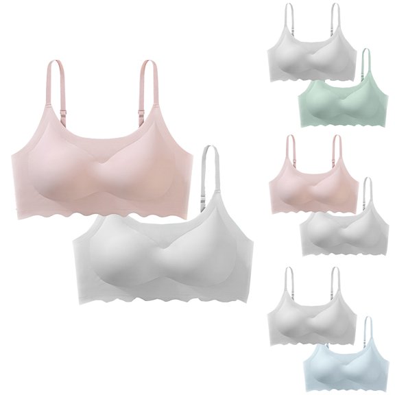 Jacenvly New Ladies Bras 2Pc Woman's Embroidered Glossy Comfortable Breathable Bras Comfort Bralettes Everyday Bra Skin-Friendly Woman Bras on Sale No Wire