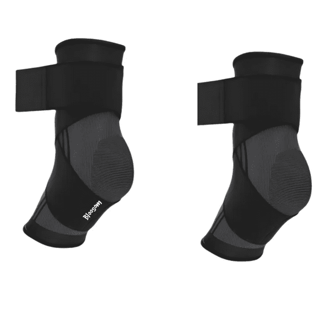 Duo Tobillera Bloosom Deportiva Compresión Doble Soporte Lesión Gym Negro L -XL