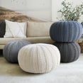 thumbnail image 4 of LR Home Medium Solid Transitional Indoor Round Pouf, Gray, 20" x 20" x 16", 4 of 5