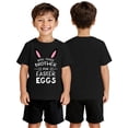 thumbnail image 3 of Wuxian Children'S Toddler Girls Easter Egg Bunny Shirt Funny Graphic Letter Print Short Sleeve Fashionable Casual Round Neck Loose Back To School Baggy T Shirt Top Dressy Blouse,Black,8-9 Years, 3 of 4