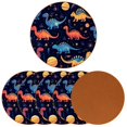 thumbnail image 2 of Dinosaur 6PCS Round Coasters, Microfiber Leather Cup Coasters Set of 6, 11x11 cm/4.3x4.3 in Drink Coasters for Home Decor, 2 of 6