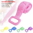 thumbnail image 2 of Bath Towel Back Wash Band Strap Shower Scrubber Silicone Exfoliating Scrubbing Tool, Pink, 2 of 9
