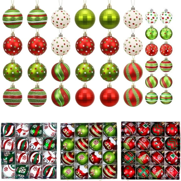 12 Pcs 2.4 Inch Christmas Ball Ornaments for Tree,Red and Green Glittering Hanging Bulbs Pendants for Christmas Tree Decorations