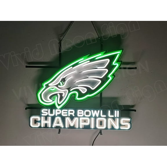 Queen Sense 24"x20" Custom For Philadelphias Sports League Eagles Champions LED Sign Light Neon Signs With Dimmer Party Home Wall Decor Lights W124PESBC-XLED