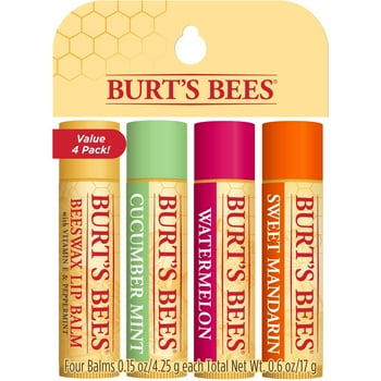 Burt's Bees 100% Natural Moisturizing Lip Balm with Beeswax, Variety Pack, 4 Tubes