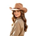 thumbnail image 3 of LILIYA Western Cowboy Hat for Women and Men, Classic Unisex Wide Brim Shapeable Headwear with Decorative Belt Buckle, Lightweight Sun Protection Hat, 3 of 5
