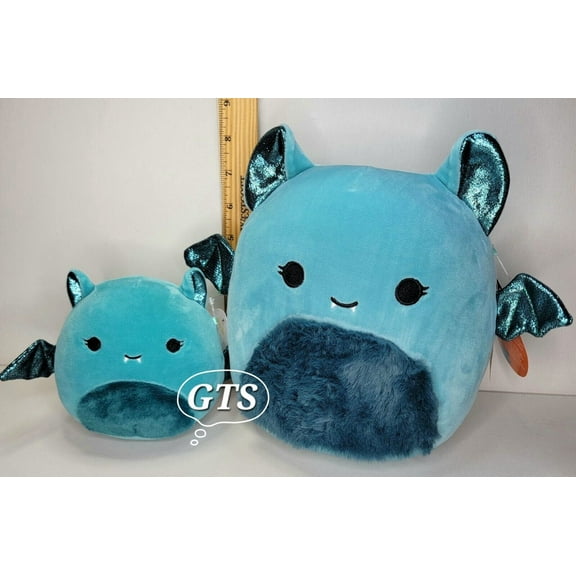 Squishmallow 5" and 8" Lucasta Bat 2 PC Teal Halloween Plush