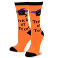 thumbnail image 3 of Teehee Socks Halloween Cotton Crew Socks, Orange and Black (3), 3 of 5