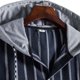 thumbnail image 4 of Camisas Negras Para Hombre Camisa superior informal para hombre, camisa con estampado de rayas geométricas, camisa de manga larga con capucha de un solo pecho, camisas holgadas de (Navy, XXL), 4 of 6