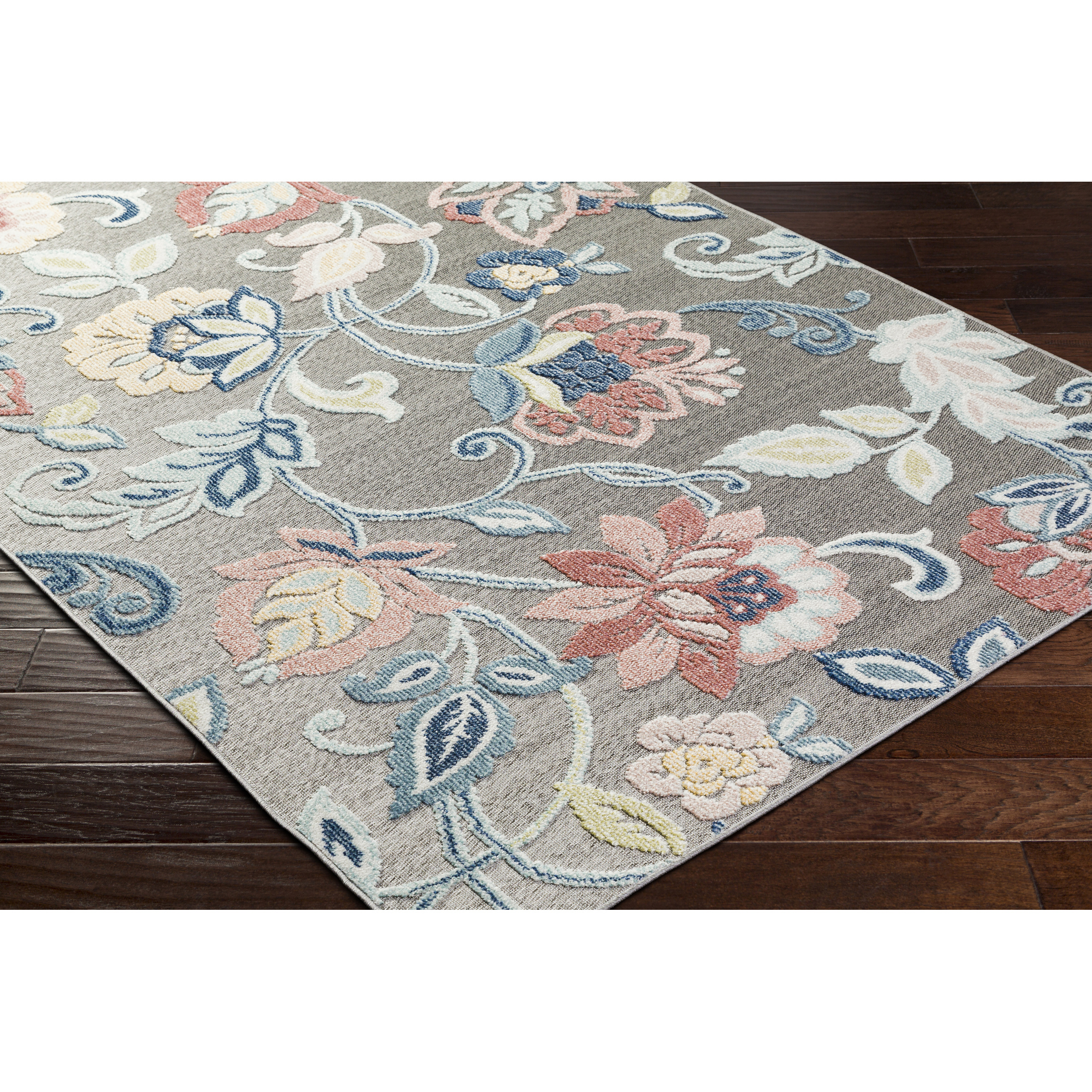 Livabliss Outdoor Rugs, 5x7 Lakeside Coastal Gray Area Rug for Patio, Porch, Deck, Backyard, Waterproof Indoor Outdoor Carpet (5'3" x 7')