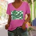 thumbnail image 2 of lcziwo St Patrick's Day Cotton Shirt for Women Fashion Letter Graphic Tee Tops Loose Casual U Neck Short Sleeve Tshirts Summer Athletic Blouses Hot Pink L, 2 of 5