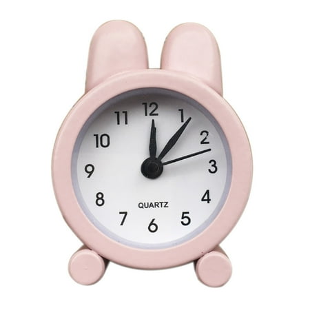 Alarm Clock, Mini Metal Electronic Alarm Clock, 5cm Small Travel Desk Clock with Battery Included, Pink