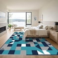 thumbnail image 3 of ODIKA 8'x10' Machine Washable Non-Slip Area Rug, Geometric Teal High Traffic Rug, Blue, 1067274, 3 of 7