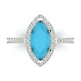 thumbnail image 2 of 2.38ct marquise cut turquoise 18k white gold halo Bridal Wedding Engagement Promise Anniversary Ring for Women size 9.75, 2 of 7